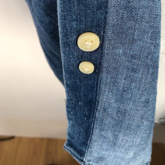 ANGELO LITRICO Mens Blue Denim Shirt Slim Fit Button Down 100% cotton US S 37-38 - Picture 10 of 16